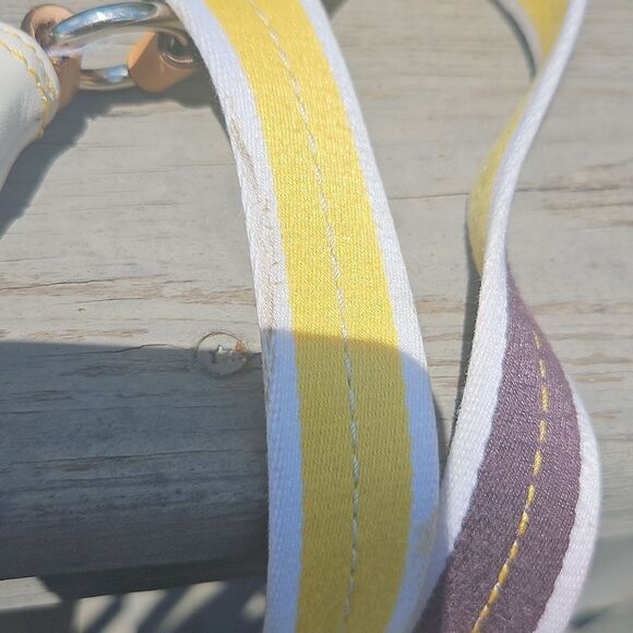 Coach White Nylon Crossbody Bag with Yellow Stripe Strap - Picture 3 of 5